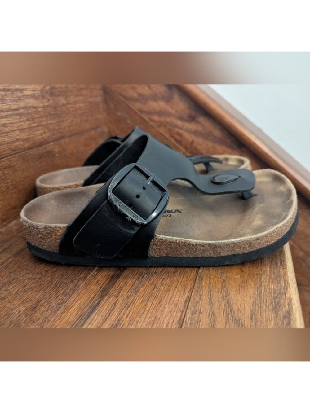 Romika Roemer Black Leather Women's Sandals Ergonomic Footbed Size 36 US 5-5.5